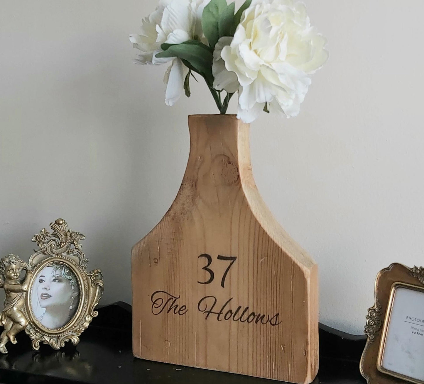 Personalised Wooden Vase for Artificial Flowers