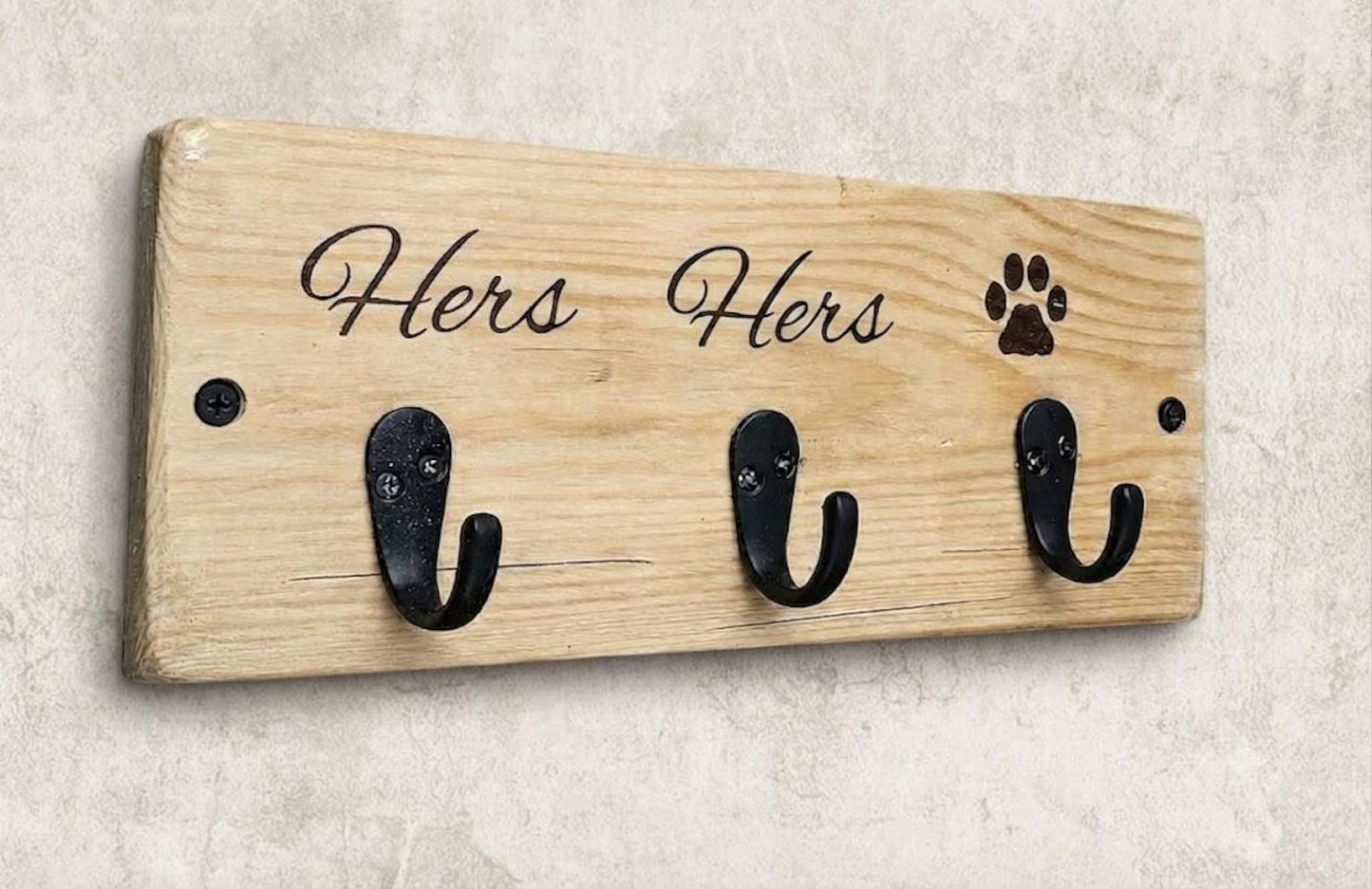 His Hers Paws Wooden Keyholder
