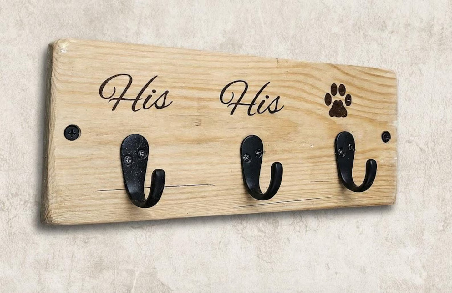 His Hers Paws Wooden Keyholder