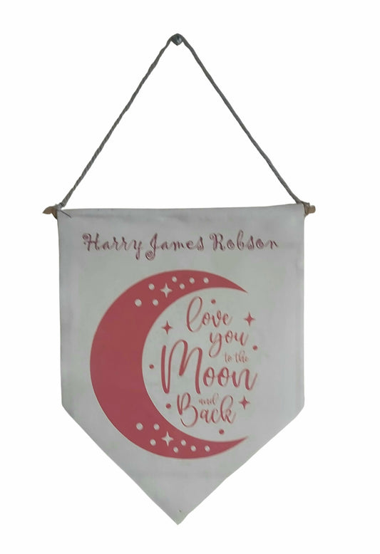 Personalised hanging canvas banner