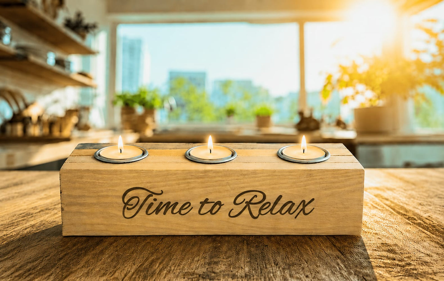 Wooden Laminated Candle Holder