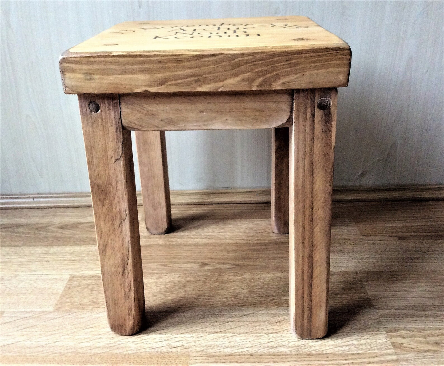 Personalised Rustic Wooden Childrens Stool Toddler Baby Gift