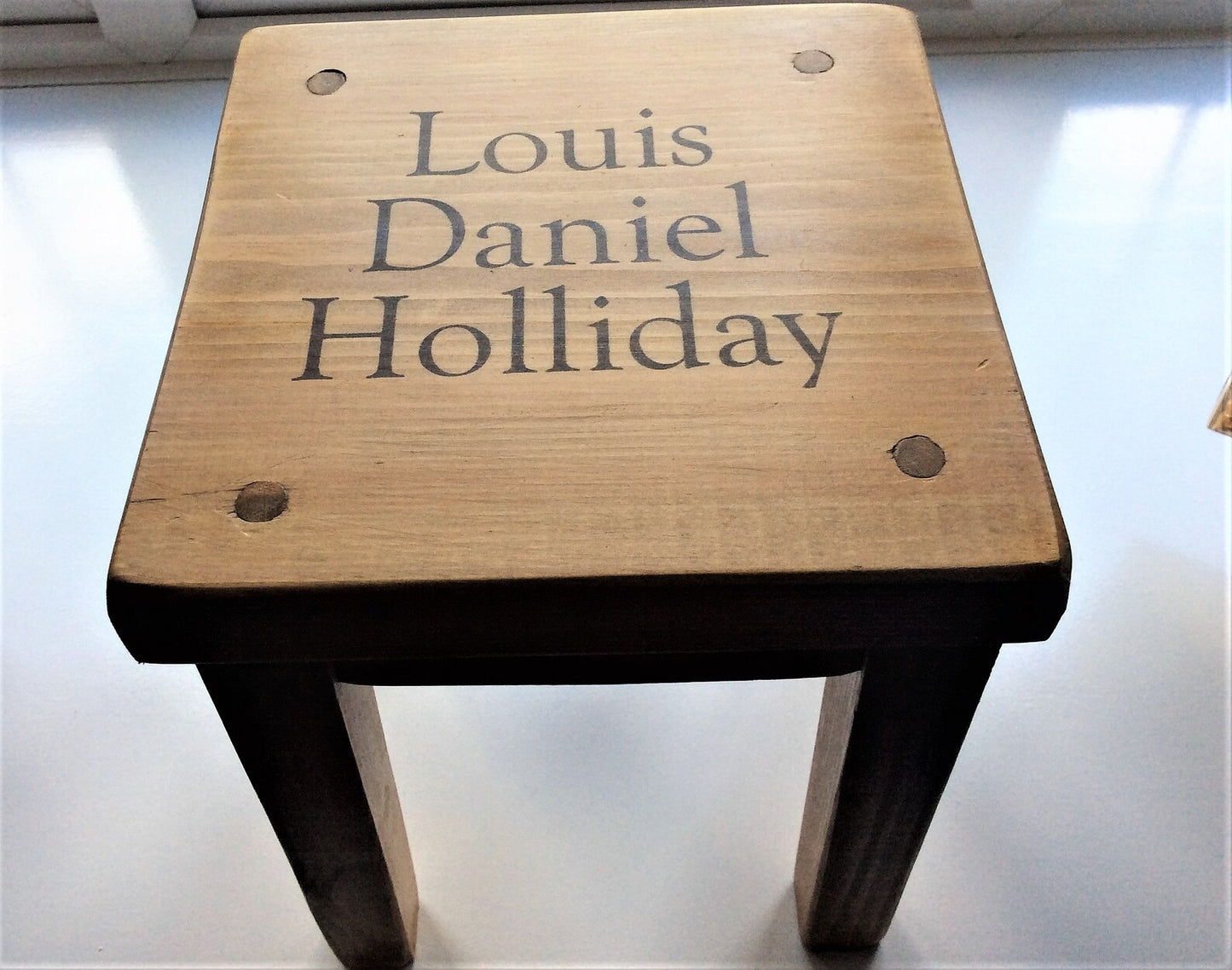 Personalised Rustic Wooden Childrens Stool Toddler Baby Gift