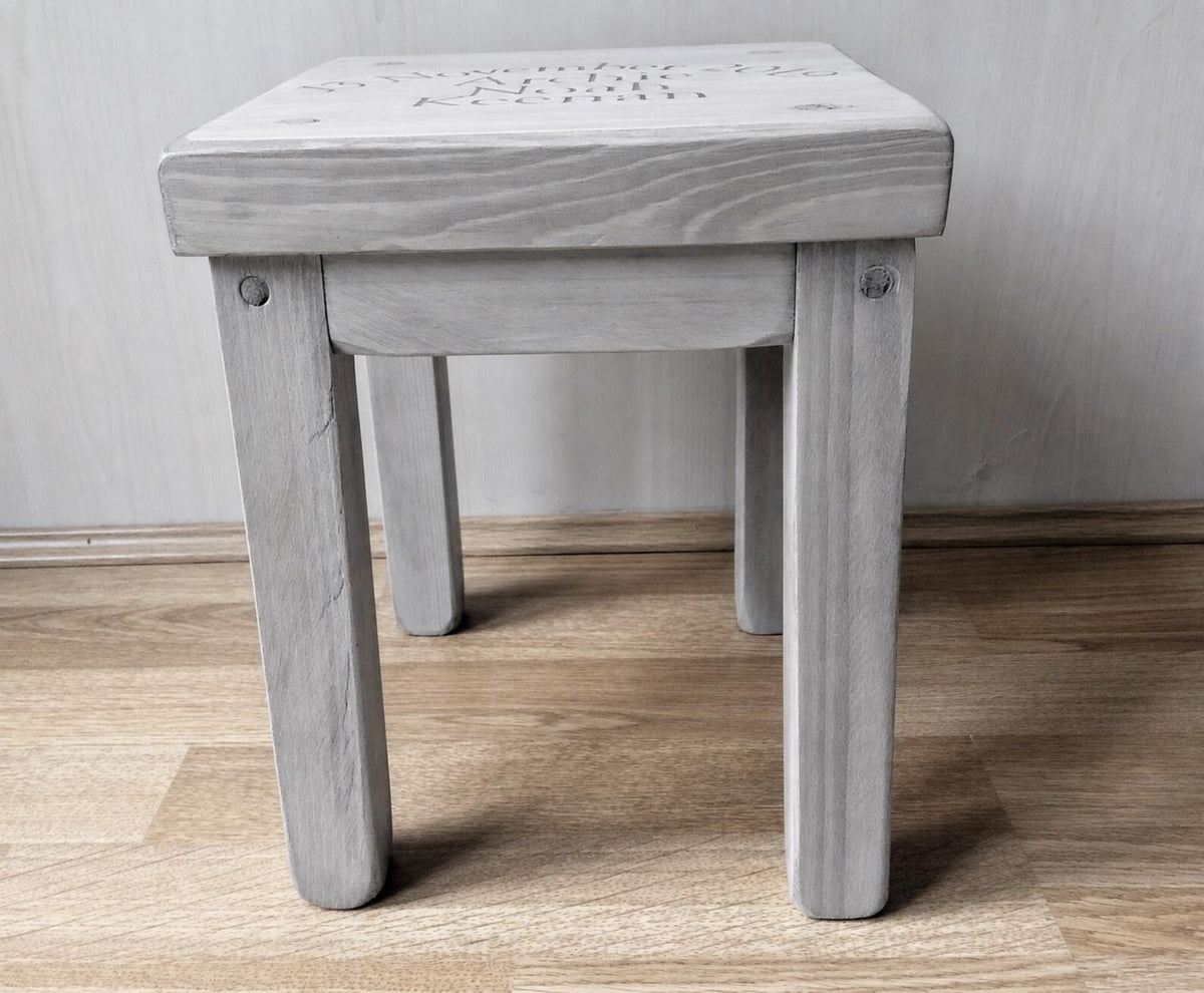 Personalised Rustic Wooden Childrens Stool Toddler Baby Gift