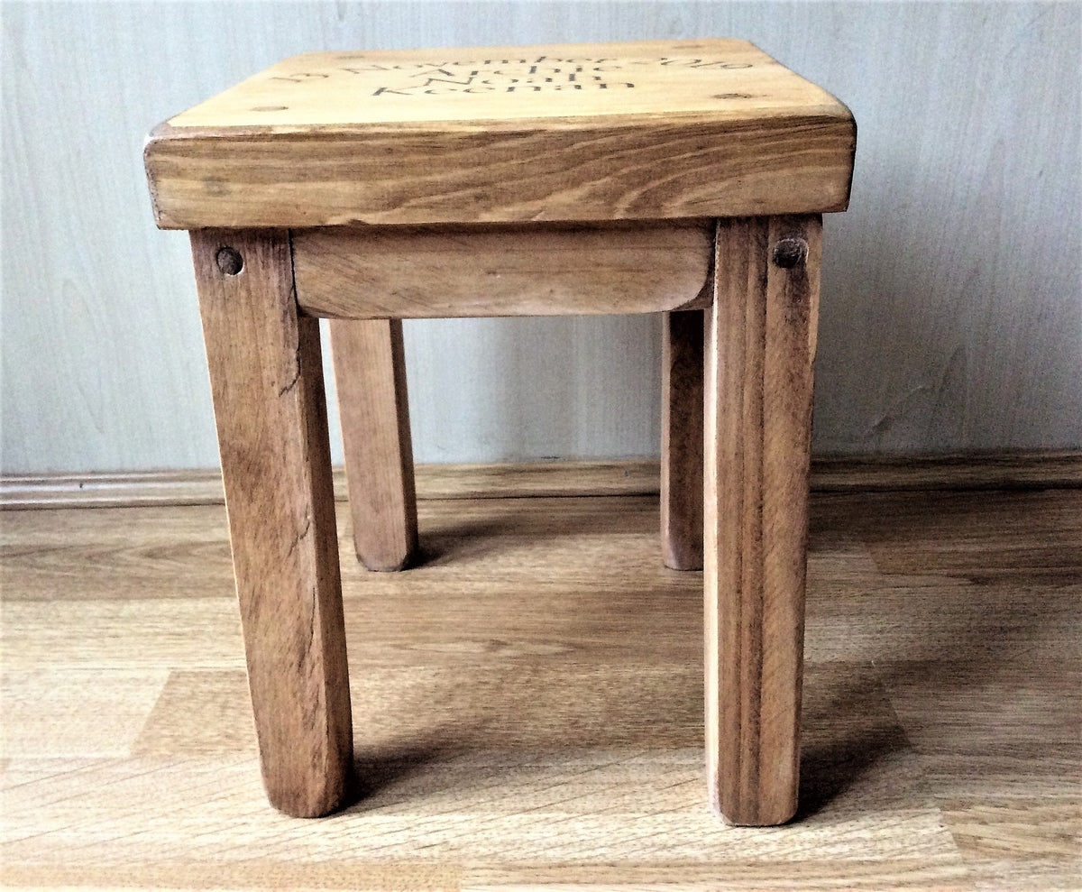 Personalised Rustic Wooden Childrens Stool Toddler Baby Gift