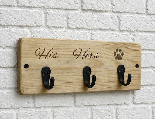 His Hers Paws Wooden Keyholder