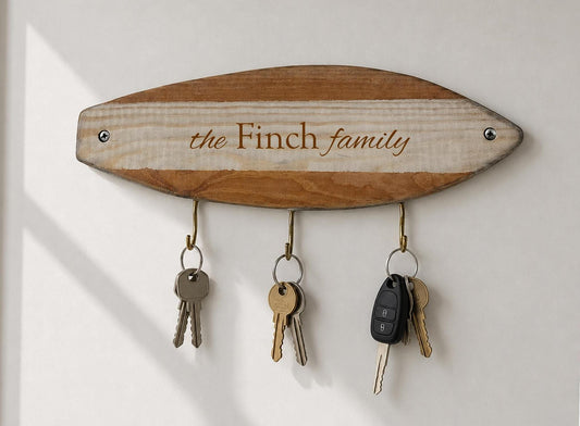 Surfboard Key Holder with Custom Name Option – Coastal Home Decor