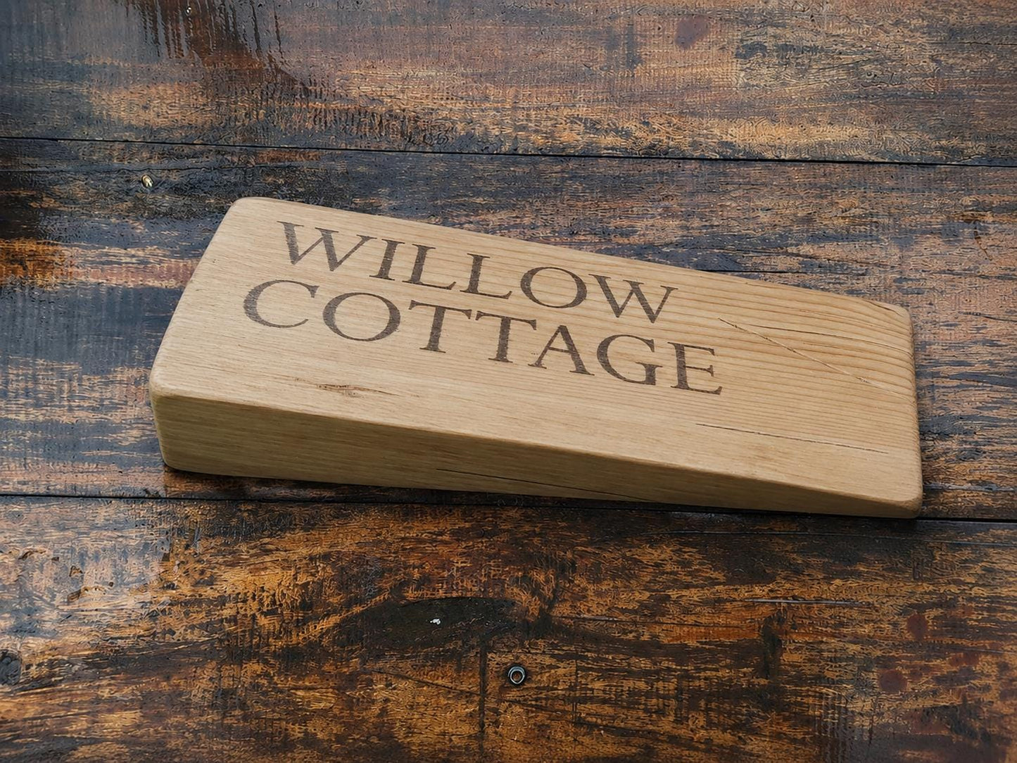 Personalised Wooden Door Stop Wedge