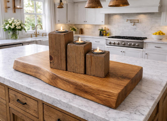 Set of 3 Wooden Candle Holders