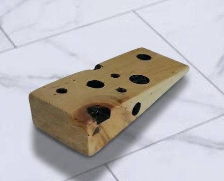 Wooden Swiss Cheese Doorstop Wedge